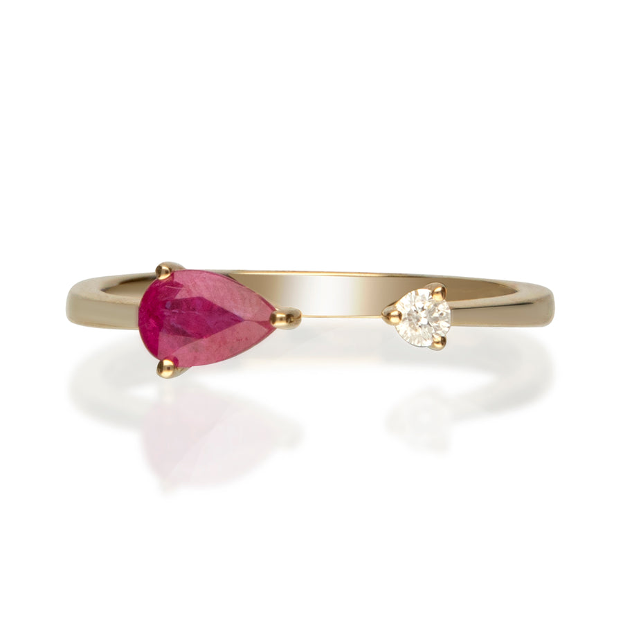 Calliope 14K Yellow Gold Pear-Cut Mozambique Ruby Ring