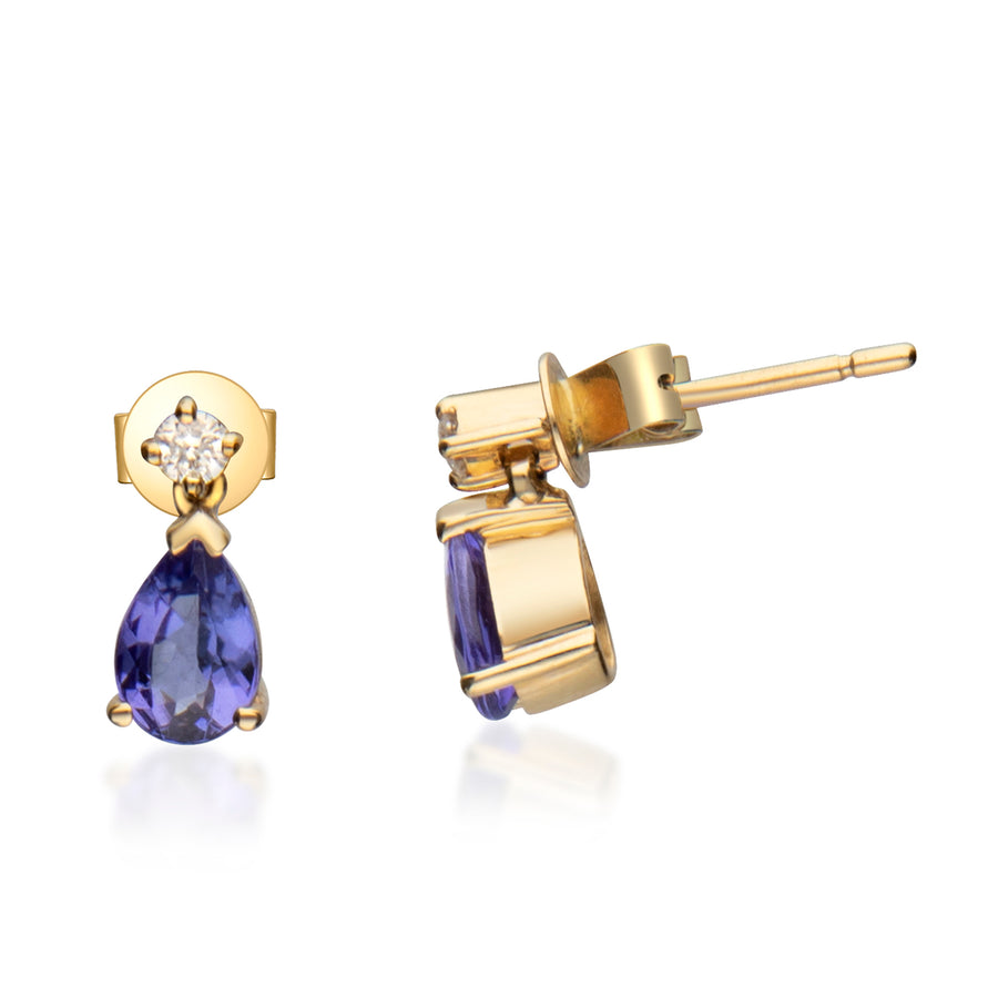 Anika 14K Yellow Gold Pear-Cut Tanzanian Tanzanite Earring