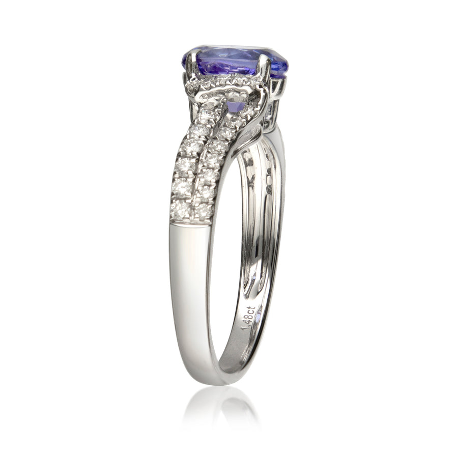 Bria 14K White Gold Oval-Cut Tanzanian Tanzanite Ring