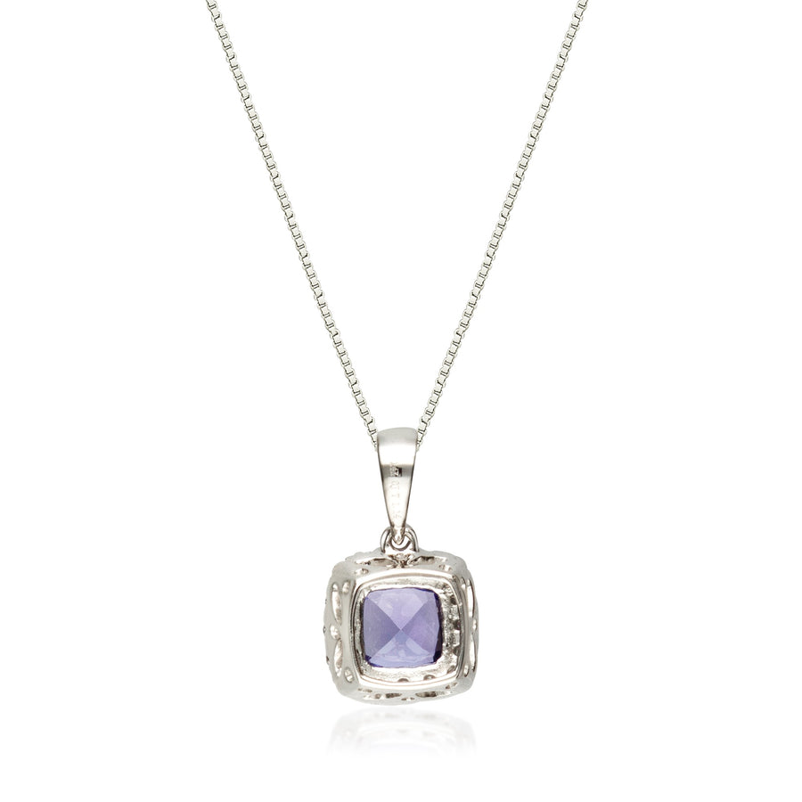 Brooklynn 14K White Gold Cushion-Cut Tanzanian Tanzanite Pendant