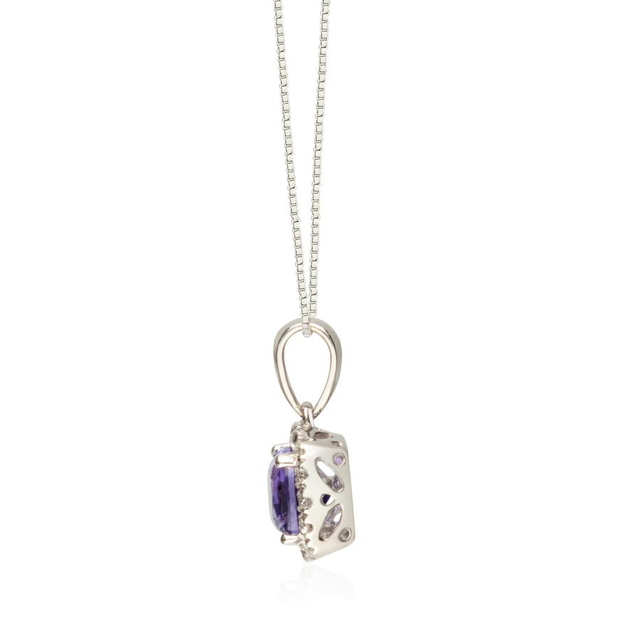 Brooklynn 14K White Gold Cushion-Cut Tanzanian Tanzanite Pendant