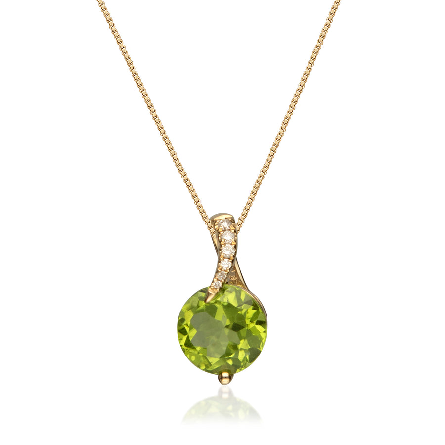 Emmy 14K Yellow Gold Round-Cut Manchurian Peridot Pendant