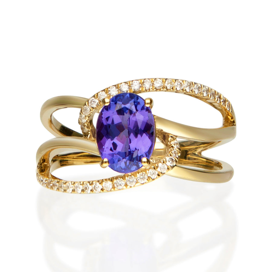 Charlie 14K Yellow Gold Oval Cut Tanzanian Tanzanite Ring