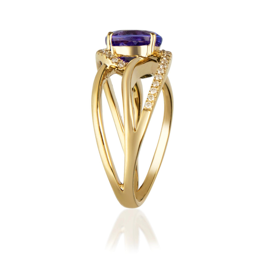 Charlie 14K Yellow Gold Oval Cut Tanzanian Tanzanite Ring