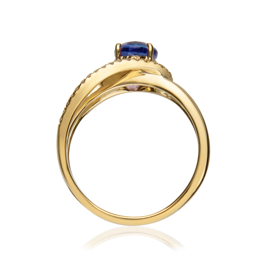 Charlie 14K Yellow Gold Oval Cut Tanzanian Tanzanite Ring