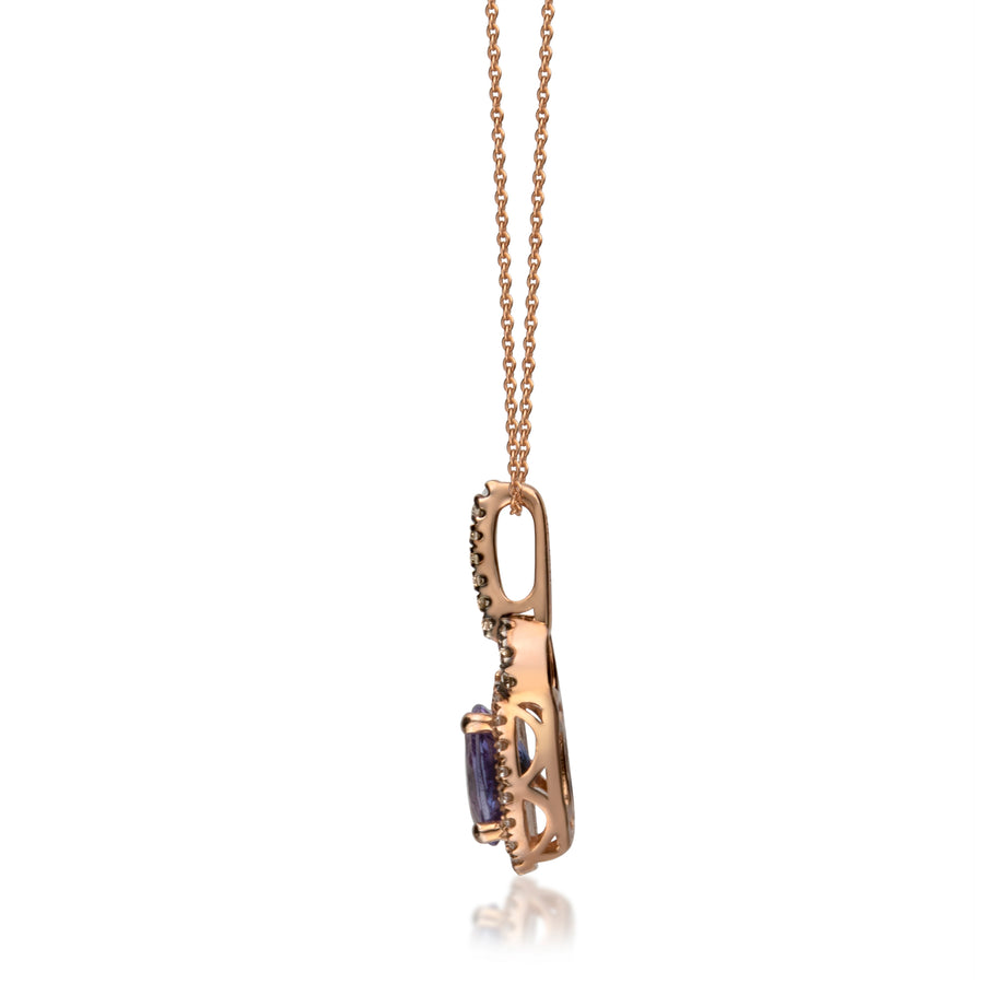 Amelia 10K Rose Gold Oval-Cut Tanzanian Tanzanite Pendant