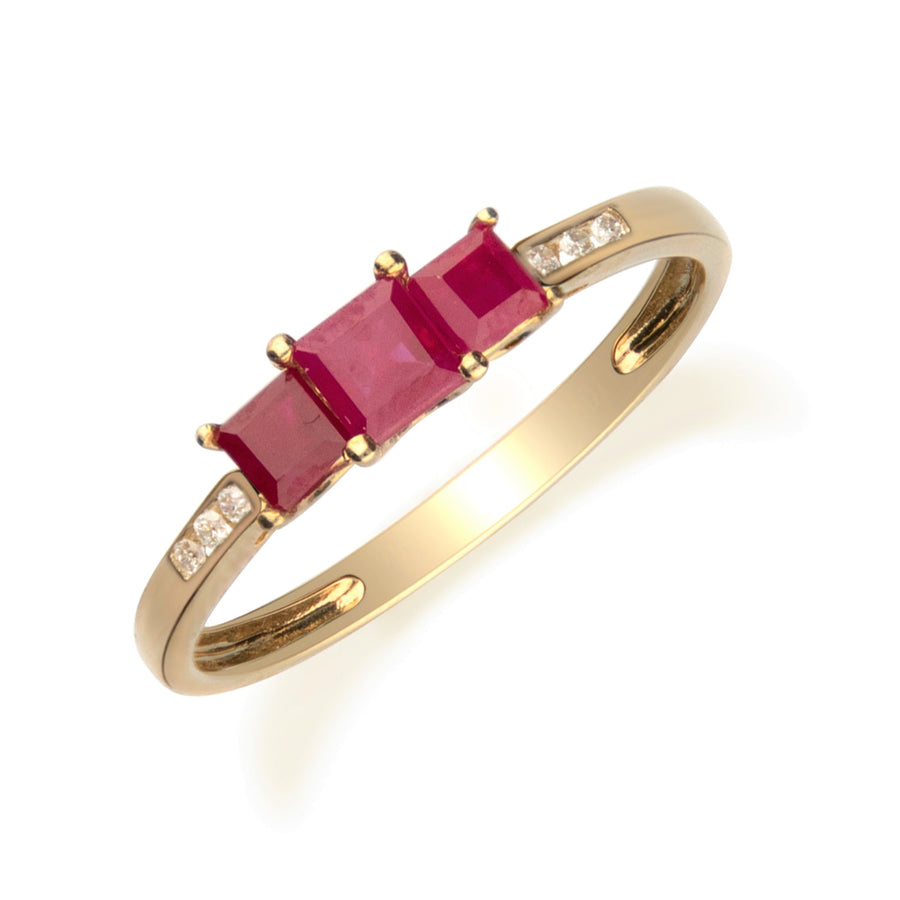 Nivea 10K Yellow Gold square-Cut Mozambique Ruby Ring