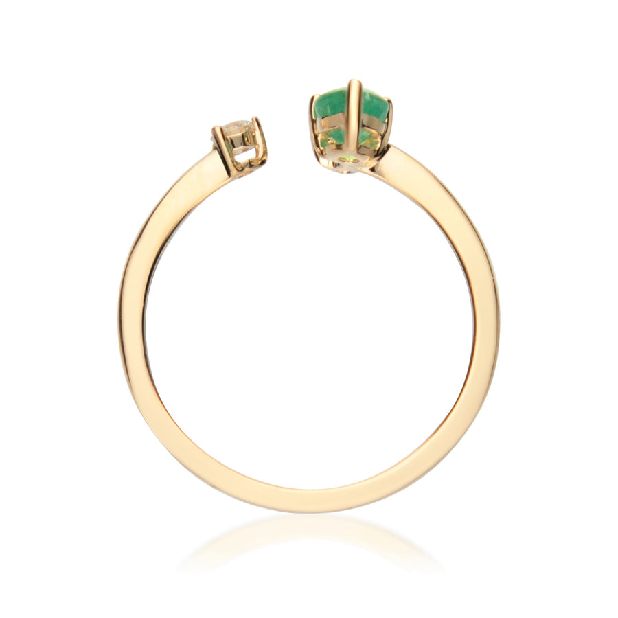 Enchanting Beauty: Zola 14K Yellow Gold Ring with Pear-Cut Natural Zambian Emerald