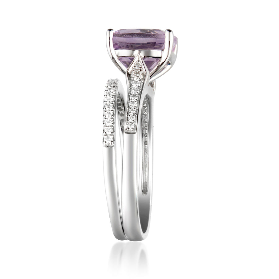 Della 14K White Gold Cushion-Cut Pink Brazilian Amethyst Ring