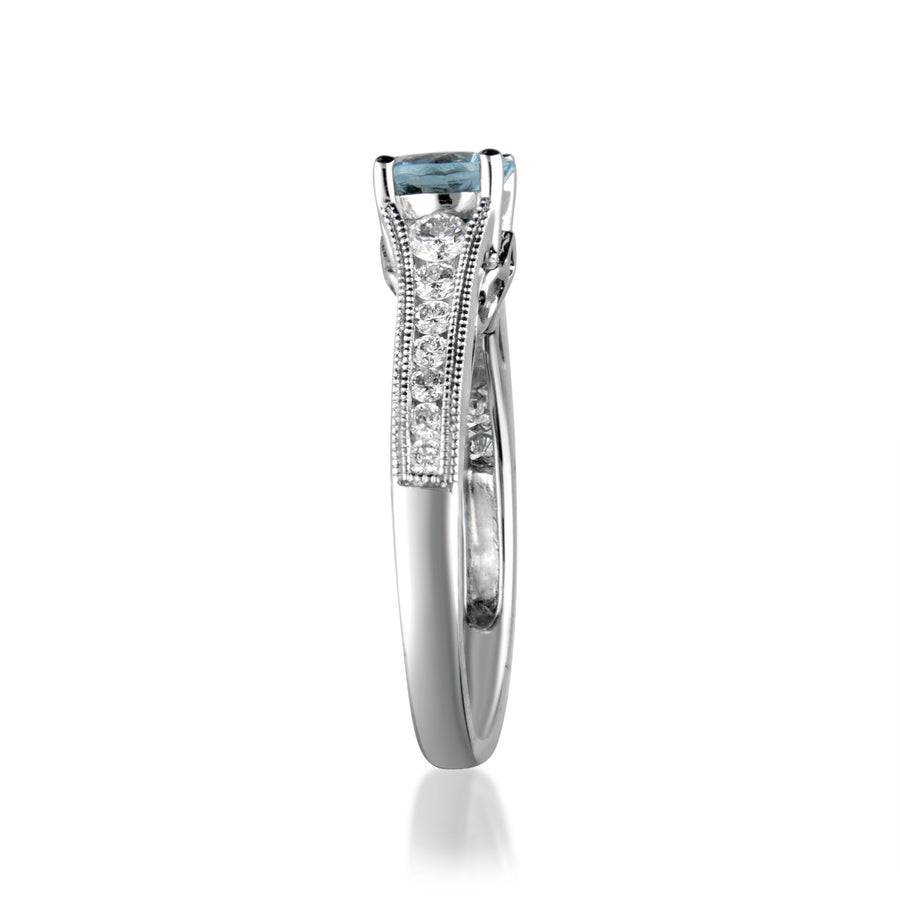 Frankie 14K White Gold Round-Cut Brazilian Aquamarine Ring