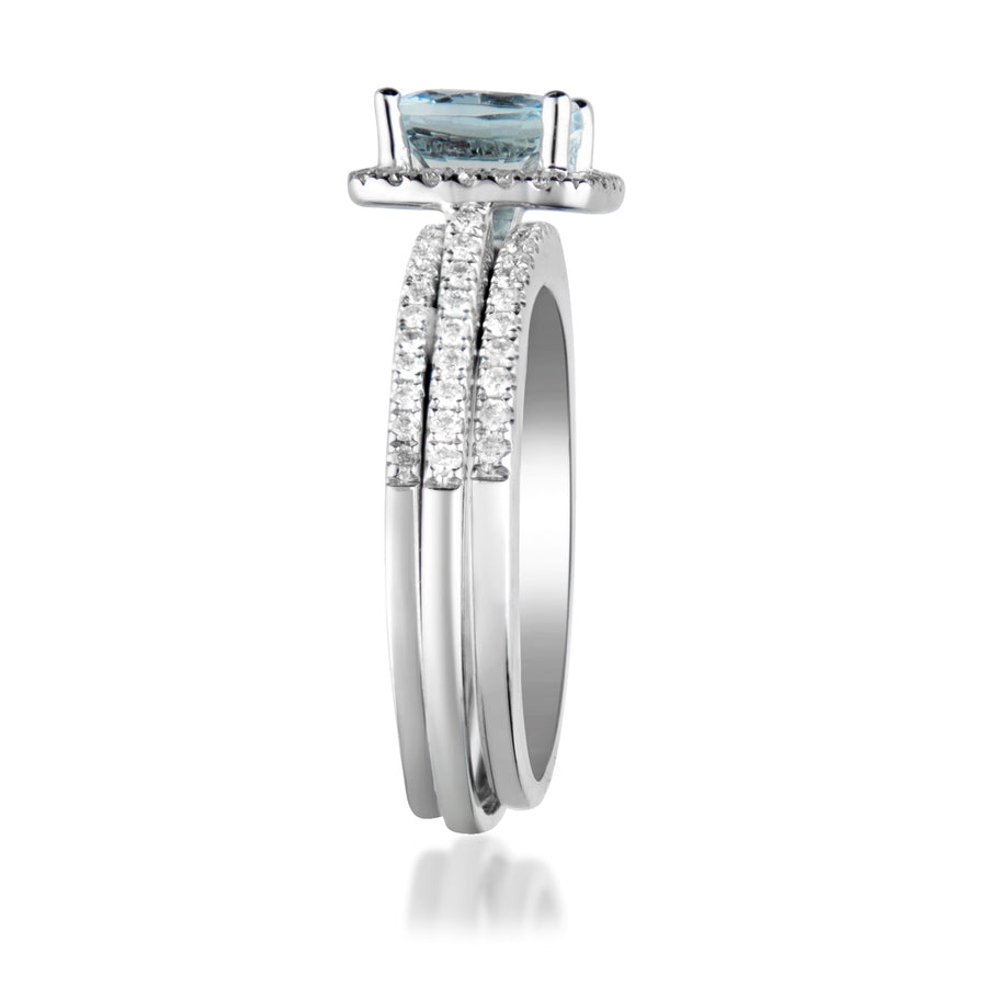 Selene 14K White Gold Cushion-Cut Brazilian Aquamarine Ring