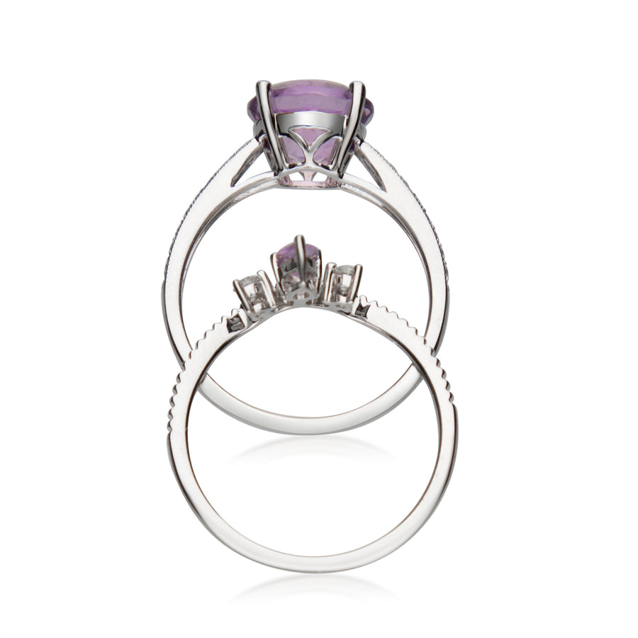 Dixie 14K White Gold Round-Cut Pink Brazilian Amethyst Ring