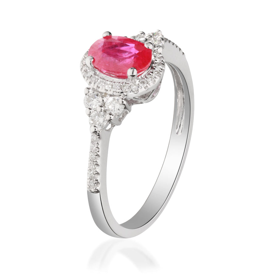 Amara 14K White Gold Oval-Cut Mozambique Ruby Ring