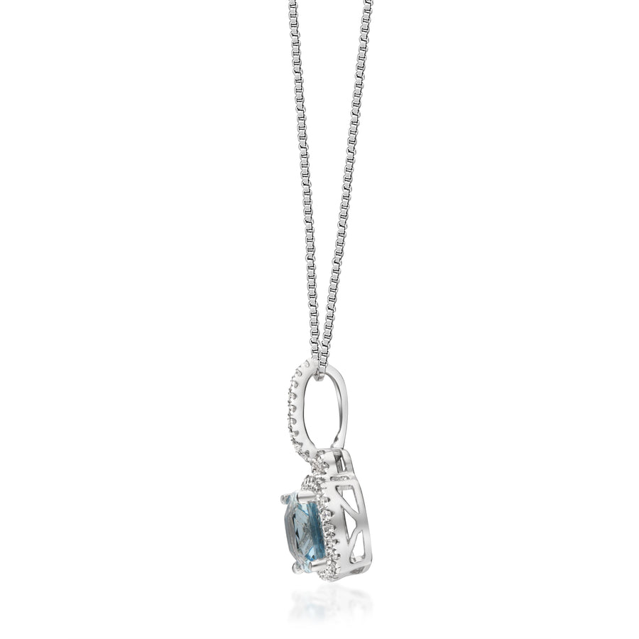 Arabella 10K White Gold Cushion-Cut Brazilian Aquamarine Pendant