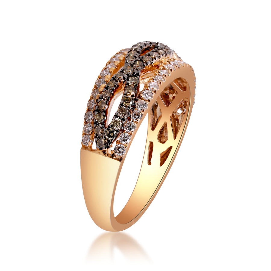 Claire 14K Rose Gold Round-Cut Brown Diamond Ring