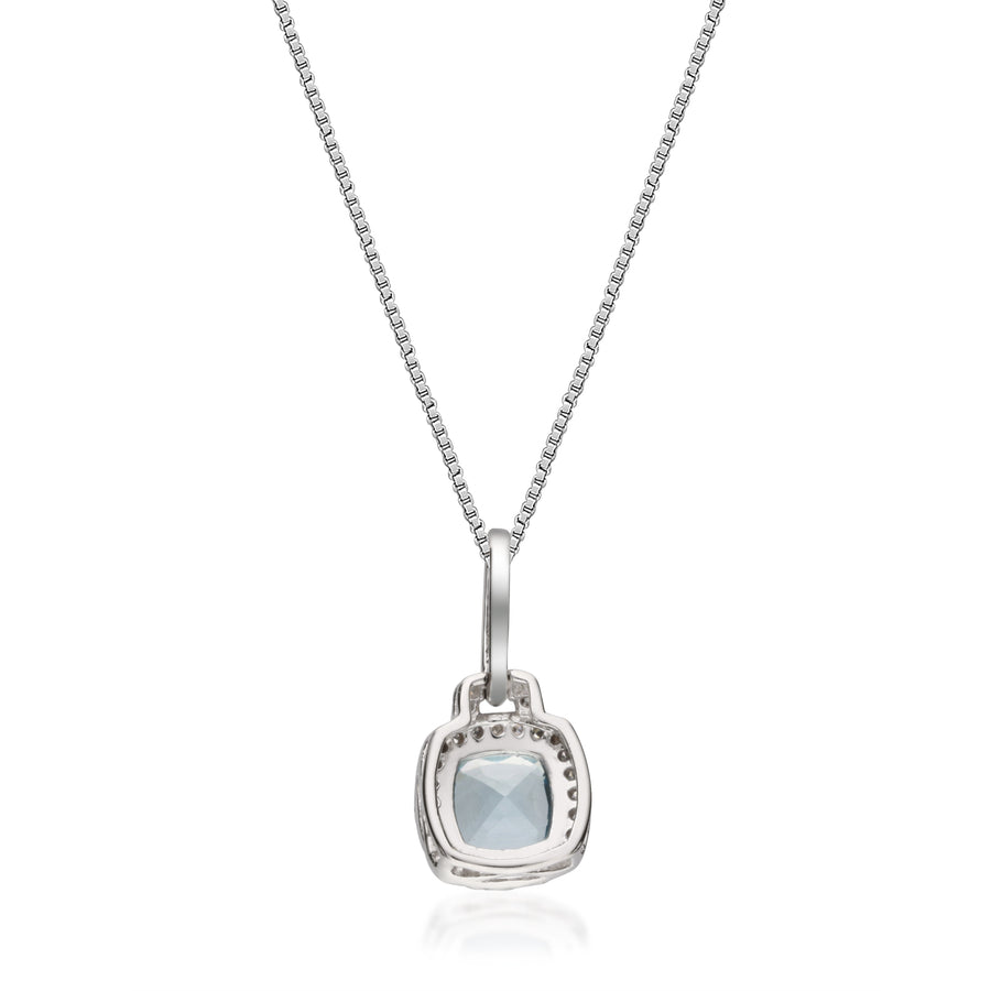 Arabella 10K White Gold Cushion-Cut Brazilian Aquamarine Pendant