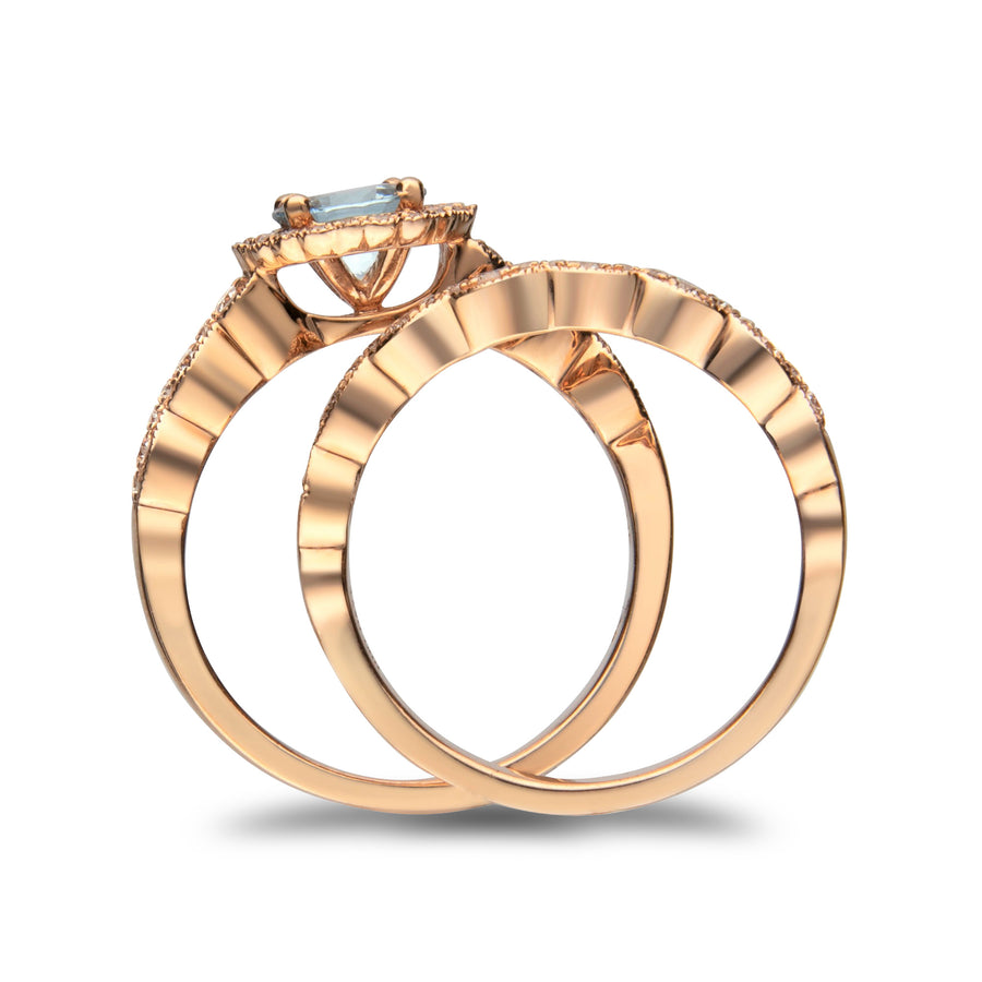 Audrey 14K Rose Gold Round Cut Brazilian Aquamarine Ring