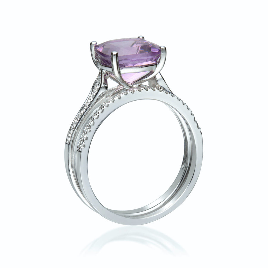 Della 14K White Gold Cushion-Cut Pink Brazilian Amethyst Ring