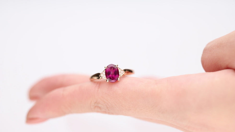 Lilly 10K Rose Gold Oval-Cut Madagascar Rhodolite Ring