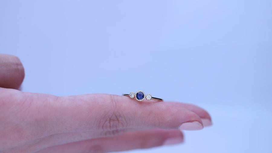 Alayna 10K Yellow Gold Round-Cut Ceylon Blue Sapphire Ring