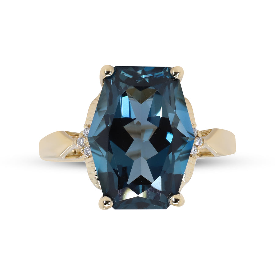 Alora 14 Yellow Gold Cushion-cut Brazilian London Blue Topaz Ring