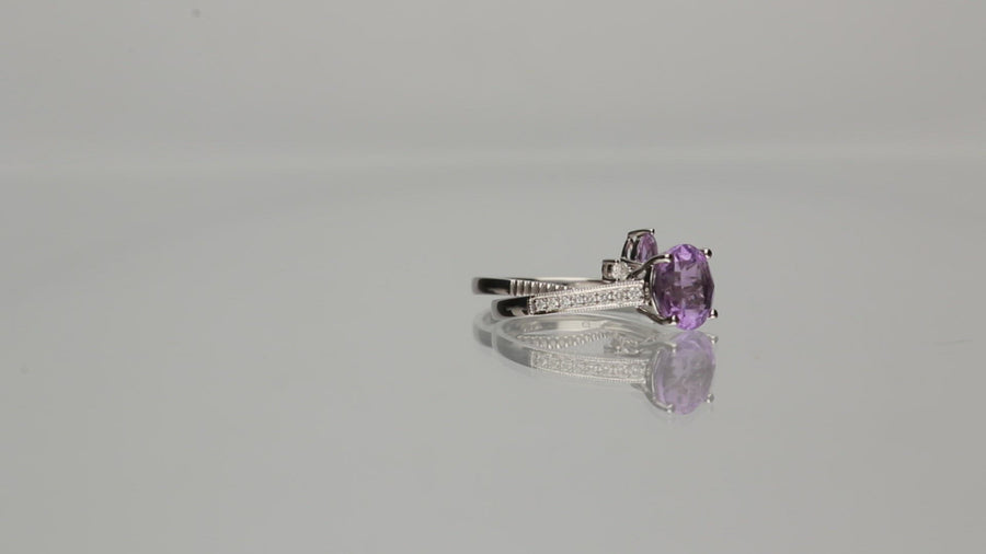 Dixie 14K White Gold Round-Cut Pink Brazilian Amethyst Ring