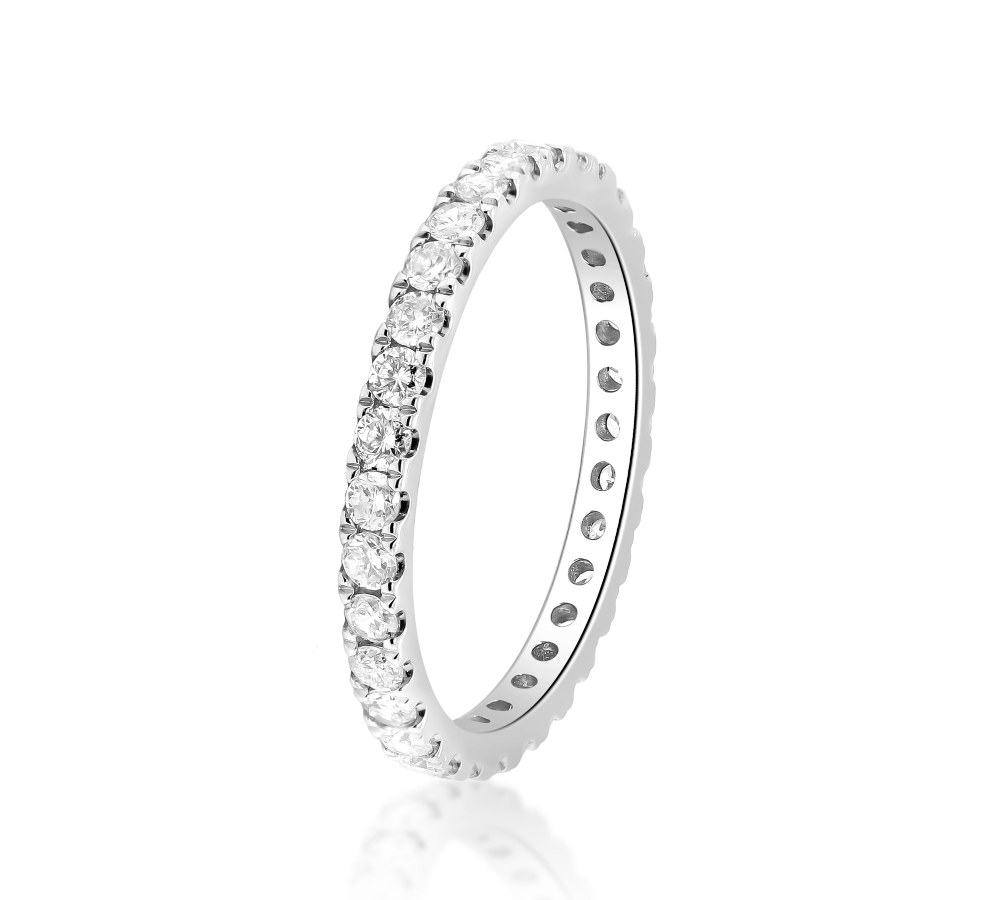 Pearl 14K White Gold Round-Cut White Diamond Ring