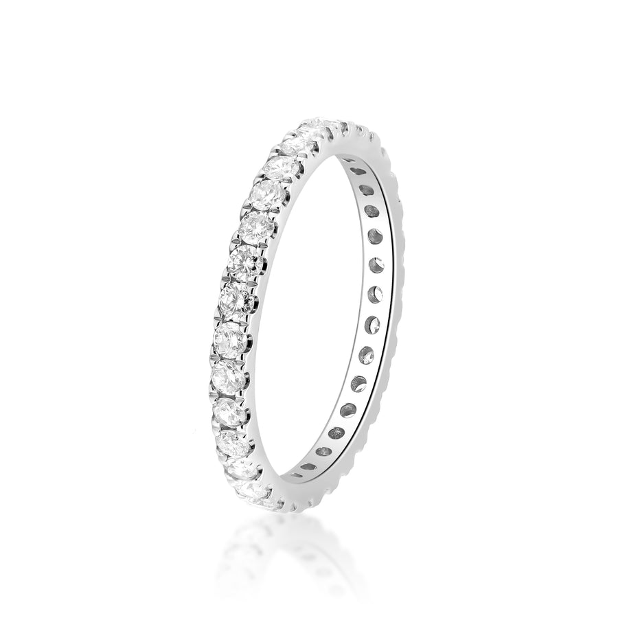 Pearl 14K White Gold Round-Cut White Diamond Ring