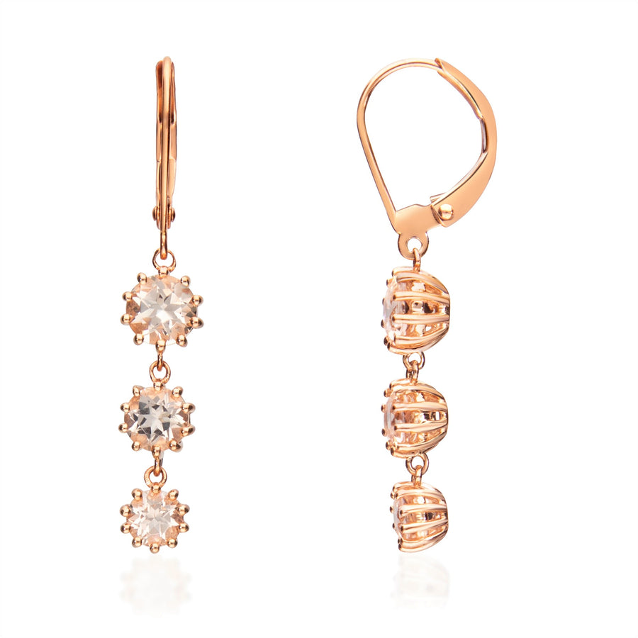 Julieta 10K Rose Gold Round-Cut Madagascar Morganite Earring