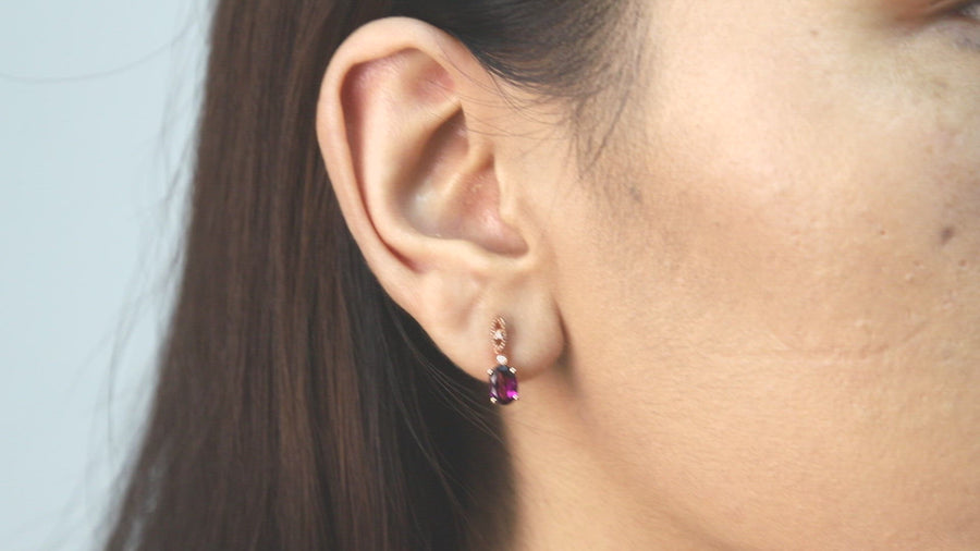 Miriam 10K Rose Gold Oval-Cut Madagascar Rhodolite Earring