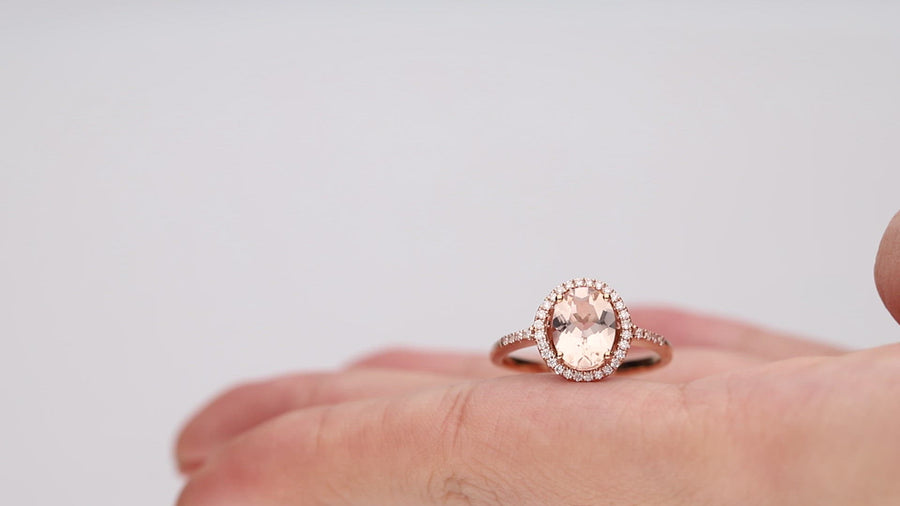 Helena 10K Rose Gold Oval-Cut Madagascar Morganite Ring