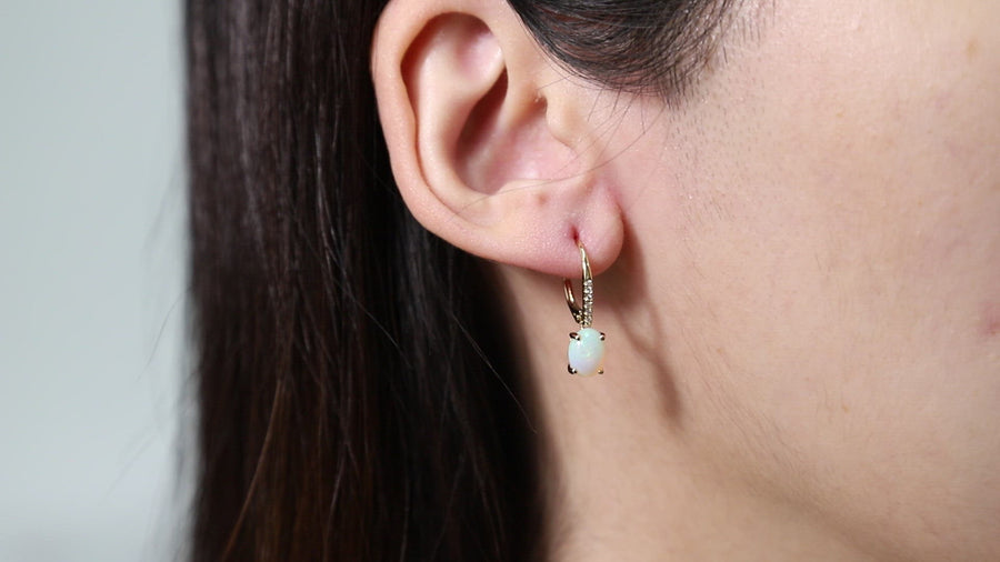 Arabella 10K Yellow Gold Oval-Cut Natural African Opal Earring