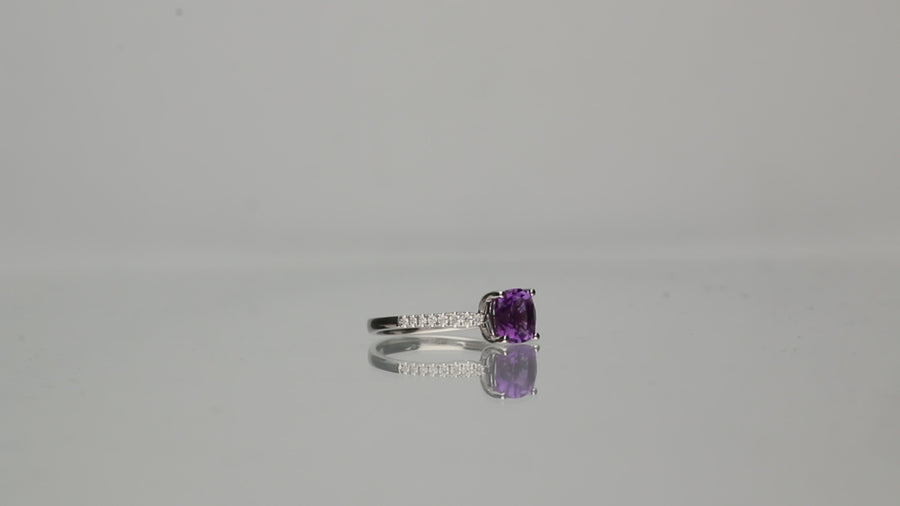 Lila 10K White Gold Cushion-Cut Brazilian Amethyst Ring