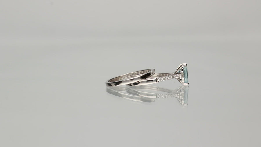 Gia 14K White Gold Cushion-Cut Brazilian Aquamarine Ring