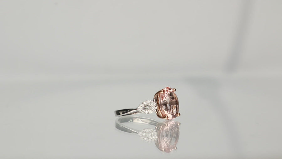 Iris 14K Two Tone Gold Oval-Cut Madagascar Morganite Ring