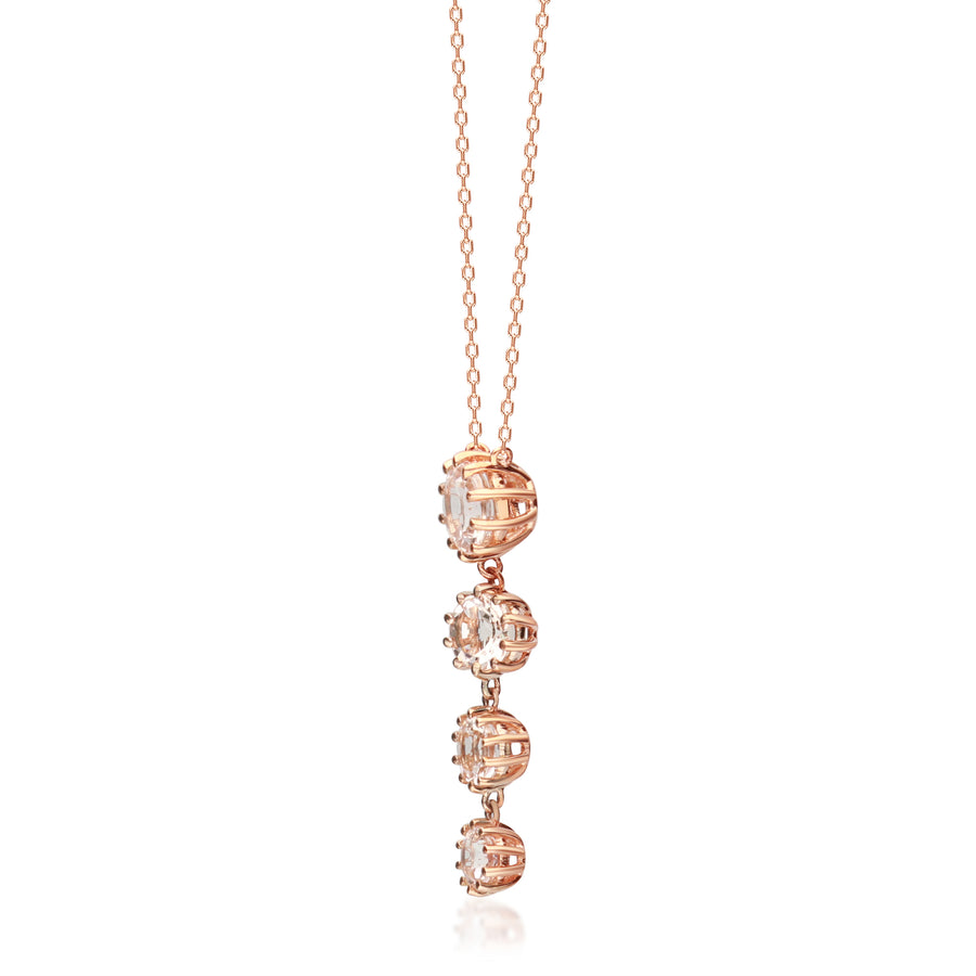 Judith 10K Rose Gold Round-Cut Madagascar Morganite Pendant