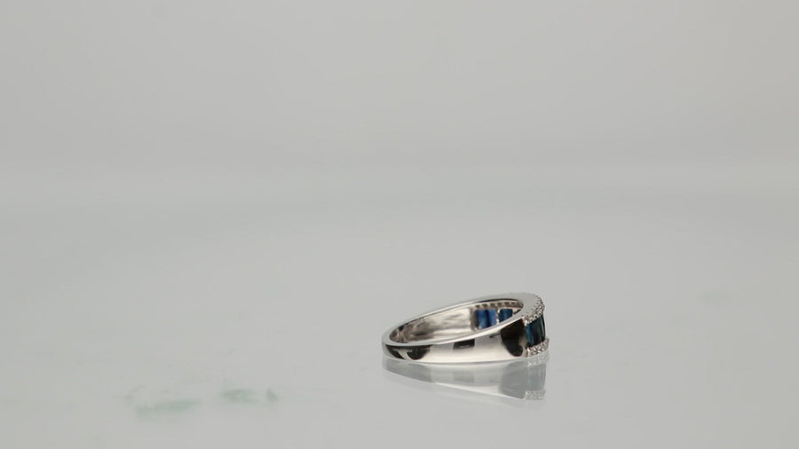 Lucy 10K White Gold Baguette-Cut Ceylon Blue Sapphire Ring