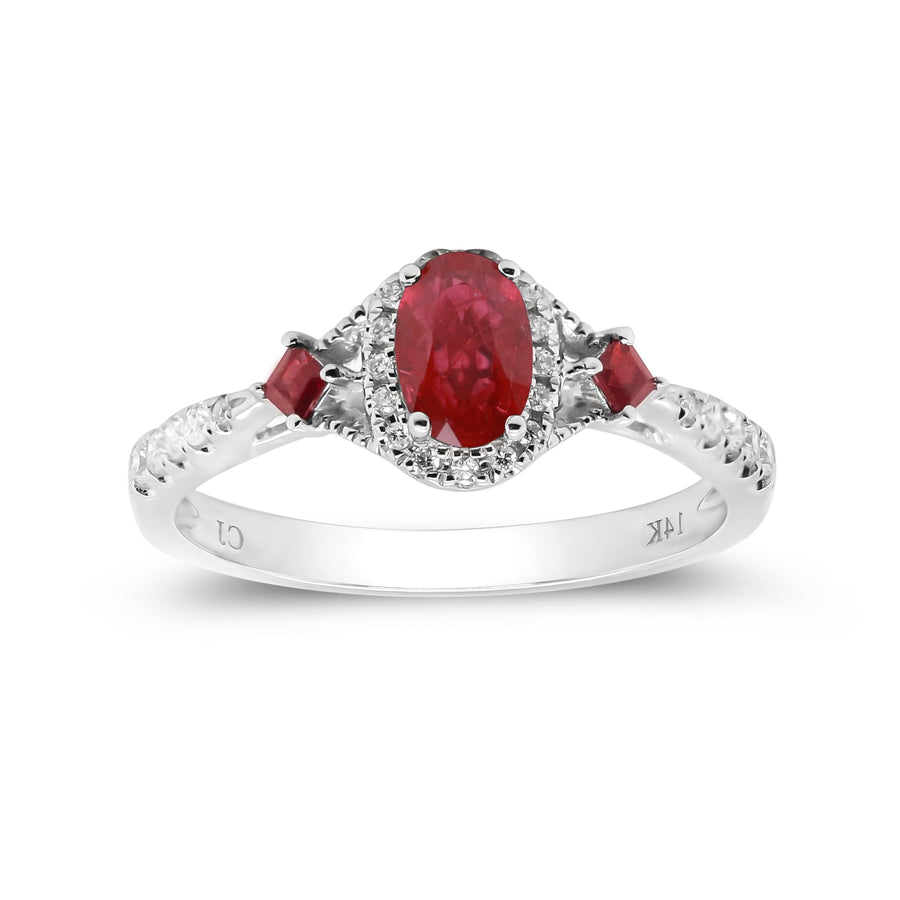 Adalynn 10K White Gold Oval-Cut Mozambique Ruby Ring