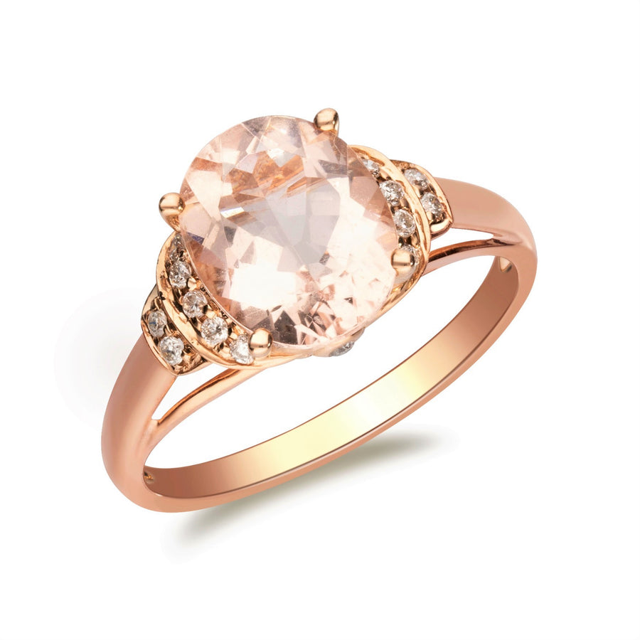 Nancy 10K Rose Gold Oval-Cut Madagascar Morganite Ring