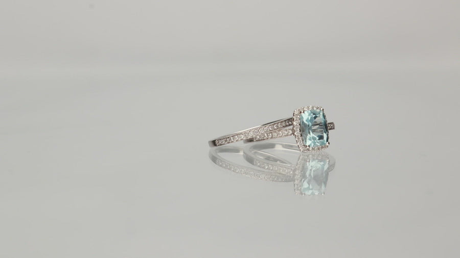 Elsa 14K White Gold Cushion-Cut Brazilian Aquamarine Ring