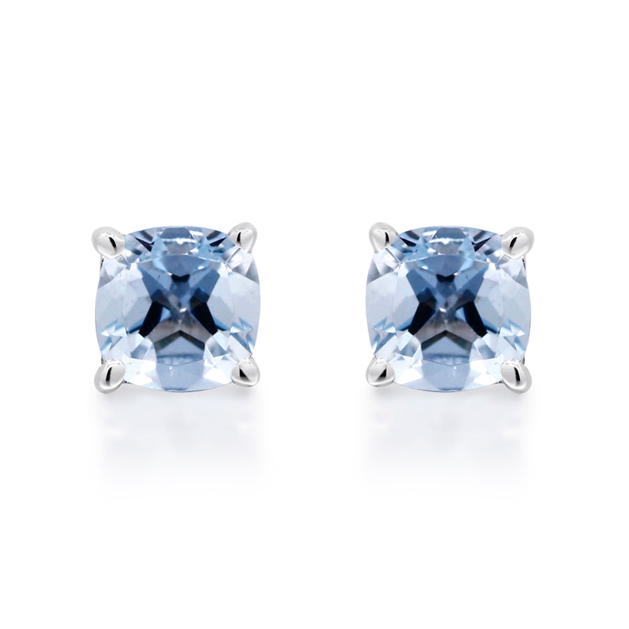 Abigail 14K White Gold Round-Cut Brazilian Aquamarine Earrings