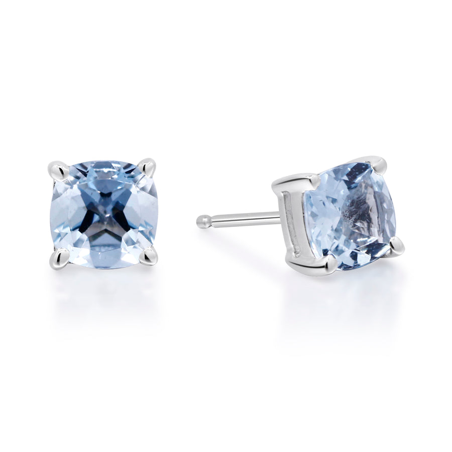 Abigail 14K White Gold Round-Cut Brazilian Aquamarine Earrings