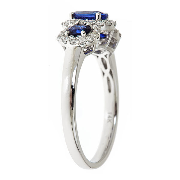 Melody 10K White Gold Oval-Cut Ceylon Blue Sapphire Ring