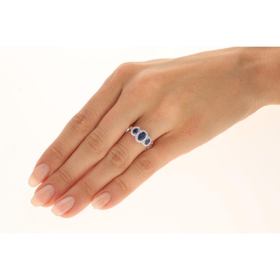 Melody 10K White Gold Oval-Cut Ceylon Blue Sapphire Ring