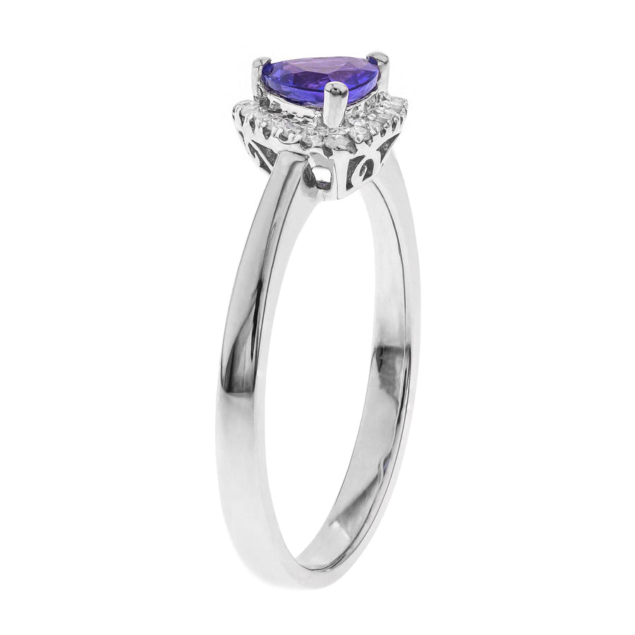 Isabella 10K White Gold Pear-Cut Tanzanian Tanzanite Ring