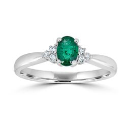 Charlotte 10K White Gold Oval-Cut Emerald Ring