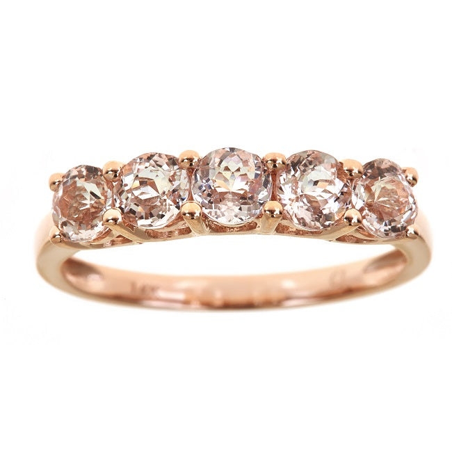 Kylee 10K Rose Gold Round-Cut Madagascar Morganite Ring