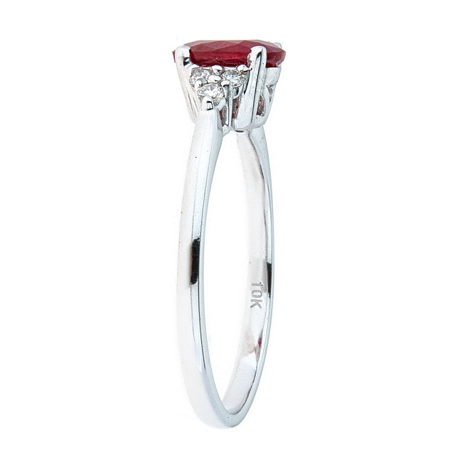 Alyssa 10K White Gold Oval-Cut Mozambique Ruby Ring