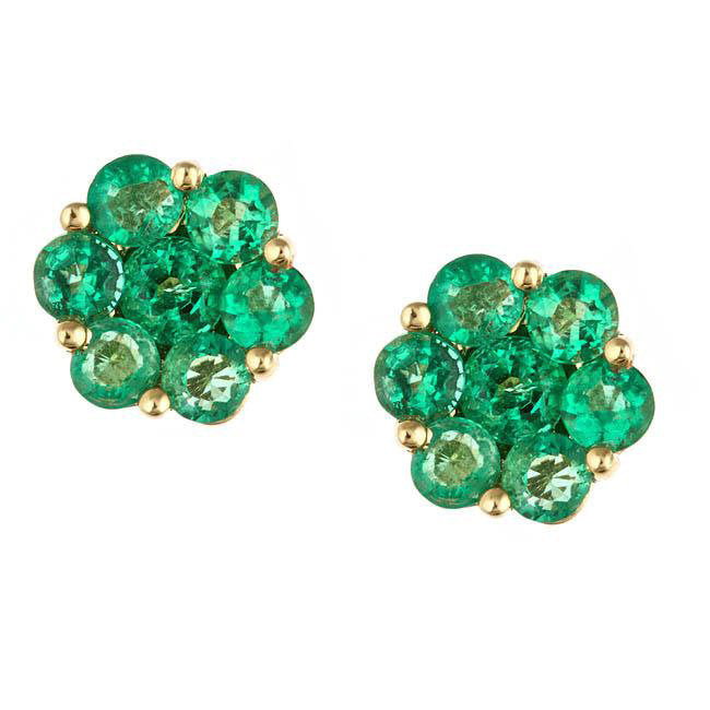 Elaina 14K Yellow Gold Round-Cut Emerald Earring