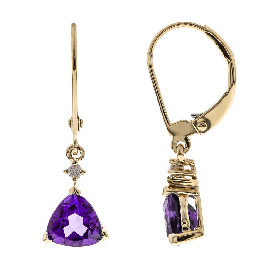 Della 14K Yellow Gold Trillion-Cut Brazilian Amethyst Earring